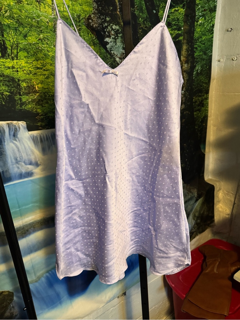 Vintage Victoria’s Secret 1964-1974Lavender Satin Slip Dress with Dotted Texture